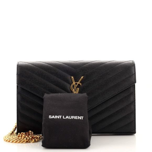 Saint Laurent Classic Monogram Wallet on Chain Matelasse Chevron Leather Medium - Picture 2 of 7